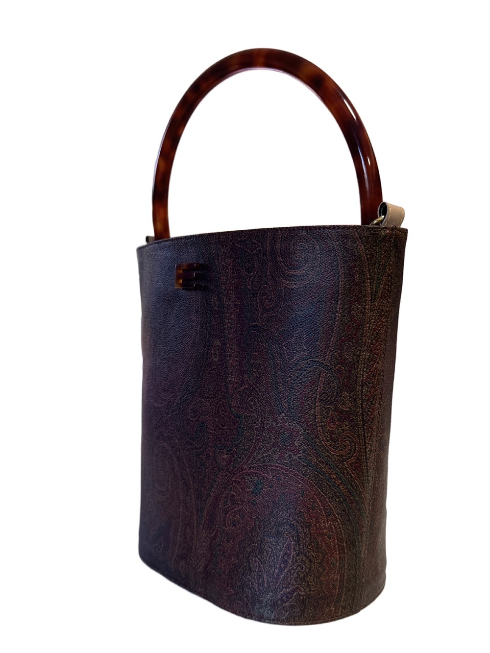 Etro Milano Paisley Bucket Tote with Tortoise Lucite Handles - Picture 4 of 16